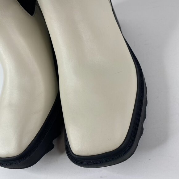 Karl Lagerfeld Paris Ivory Chunky Heel Embellished Platform Combat Boot Size 7.5 - Picture 9 of 11